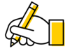 Icon of hand writing with a pencil